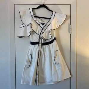 Few Moda White Ruffle Mini Dress with Black Details – NWT